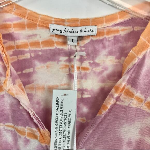 Young Fab & Broke NWT Tee Short Sleeves Tie Dye Purple Peach & White - Picture 5 of 8